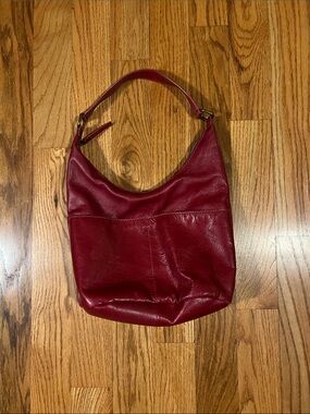 Rich Wine Red Leather Hobo Handbag